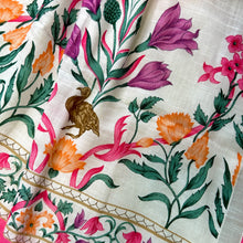 Phoolvika – White Linen Unstitched Floral Suit Set with Multicolor Print