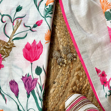 Phoolvika – White Linen Unstitched Floral Suit Set with Multicolor Print