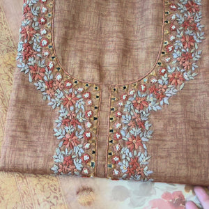 Chameli – Cream Kota Tissue Unstitched Zari Weave Suit Set